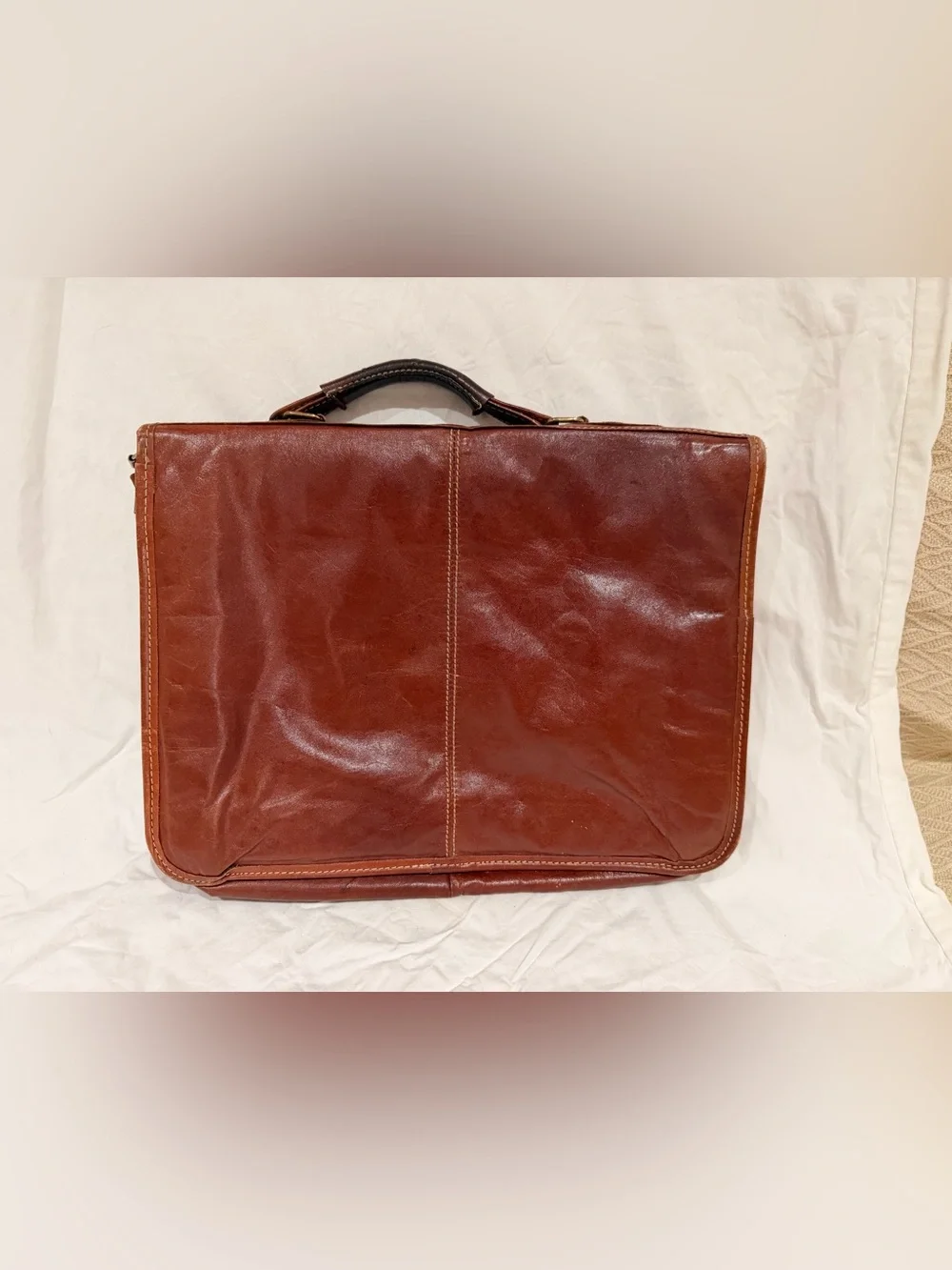 Vintage Classic Brown Cow Leather Briefcase - made in Brazil